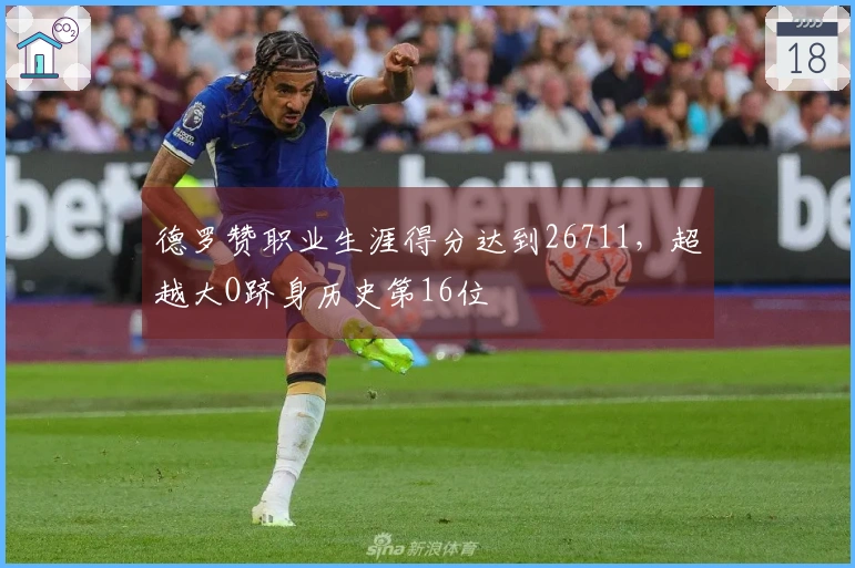 德罗赞职业生涯得分达到26711，超越大O跻身历史第16位
